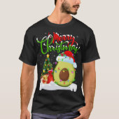 Xmas Tree Lights Santa Hat Avocado Fruit Christmas T-Shirt (Vorderseite)