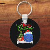 Xmas Tree Lights Santa Hat Bowling Ball Christmas  Schlüsselanhänger (Vorderseite)