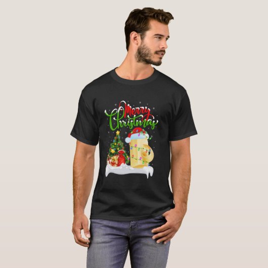 Xmas Tree Lights Santa Hat Fast Food Butter Christ T-Shirt (Vorne ganz)