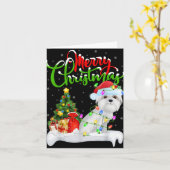 Xmas Tree Lights Santa Hat Maltese Dog Christmas T Karte (Gelbe Blume)