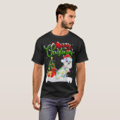 Xmas Tree Lights Santa Hat Maltese Dog Christmas T T-Shirt (Vorne ganz)