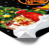 Xmas Tree Lights Santa Hat Musical French Horn Chr Poster (Ecke)