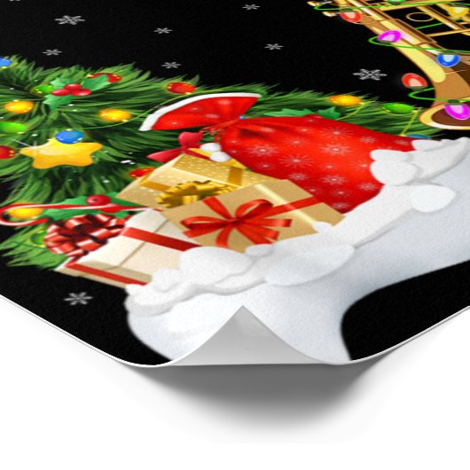Xmas Tree Lights Santa Hat Musical Trumpet Christm Poster (Ecke)
