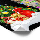 Xmas Tree Lights Santa Hat Rough Collie Dog Christ Poster (Ecke)