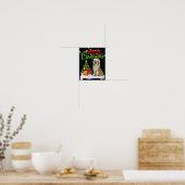 Xmas Tree Lights Santa Hat Rough Collie Dog Christ Poster (Küche)