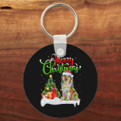 Xmas Tree Lights Santa Hat Rough Collie Dog Christ Schlüsselanhänger (Vorderseite)