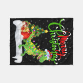 Xmas Tree Lights Santa Hat T Rex Dinosaur Christma Fleecedecke (Vorderseite (Horizontal))