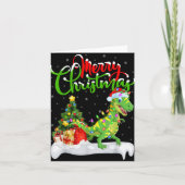 Xmas Tree Lights Santa Hat T Rex Dinosaur Christma Karte (Vorderseite)