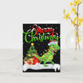 Xmas Tree Lights Santa Hat T Rex Dinosaur Christma Karte (Gelbe Blume)