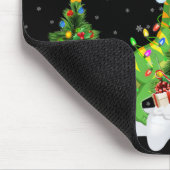 Xmas Tree Lights Santa Hat T Rex Dinosaur Christma Mousepad (Ecke)