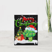 Xmas Tree Lights Santa Hat Vegetable Broccoli Chri Karte (Vorderseite)
