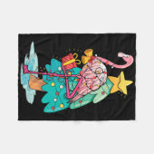 Xmas Tree Lights Tropical Flamingo Animal Christma Fleecedecke (Vorderseite (Horizontal))
