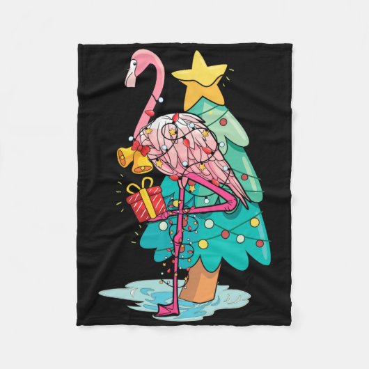 Xmas Tree Lights Tropical Flamingo Animal Christma Fleecedecke (Vorderseite)