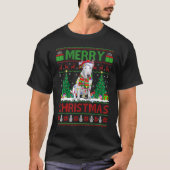Xmas Tree Lights Ugly Santa Bull Terrier Dog Chris T-Shirt (Vorderseite)