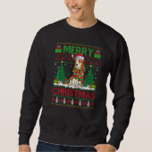 Xmas Tree Lights Ugly Santa Cocker Spaniel Dog Chr Sweatshirt (Vorderseite)