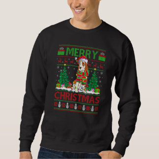 Xmas Tree Lights Ugly Santa Cocker Spaniel Dog Chr Sweatshirt