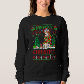 Xmas Tree Lights Ugly Santa Cocker Spaniel Dog Chr Sweatshirt