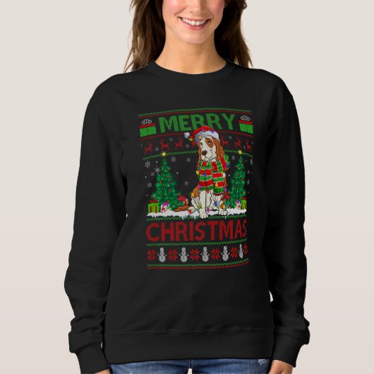 Xmas Tree Lights Ugly Santa Cocker Spaniel Dog Chr Sweatshirt (Vorderseite)