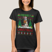 Xmas Tree Lights Ugly Santa Malamute Dog Weihnacht T-Shirt (Vorderseite)
