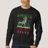 Xmas Tree Lights Ugly Santa Spinosaurus Dinosaur C Sweatshirt (Vorderseite)