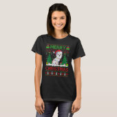 Xmas Tree Lights Ugly Santa Westie Dog Christmas T-Shirt (Vorne ganz)