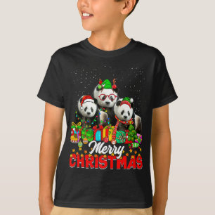 Xmas Tree Lights Weihnachts Pajama Panda Bär Anima T-Shirt