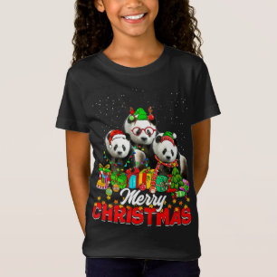 Xmas Tree Lights Weihnachts Pajama Panda Bär Anima T-Shirt