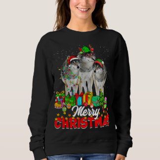 Xmas Tree Lights Weihnachts Pajama Wolf Animals Lo Sweatshirt