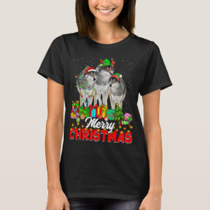 Xmas Tree Lights Weihnachts Pajama Wolf Animals Lo T-Shirt