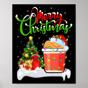 Xmas Tree Lights Weihnachtsmannmütze Fast Food Cup Poster