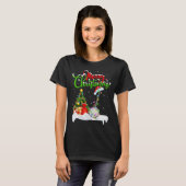 Xmas Tree Lights Weihnachtsmannmütze Musical Banjo T-Shirt (Vorne ganz)