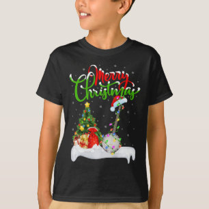 Xmas Tree Lights Weihnachtsmannmütze Musical Banjo T-Shirt