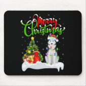 Xmas Tree Lights Weihnachtsmannmütze Siberian Husk Mousepad (Vorne)