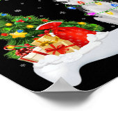 Xmas Tree Lights Weihnachtsmannmütze Siberian Husk Poster (Ecke)