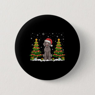 Xmas Tree Lights Weimaraner Dog Weihnachtsmannmütz Button