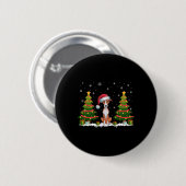Xmas Tree Lights Whippet Hund Weihnachtsmannmütze Button (Vorne & Hinten)