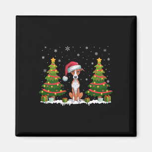 Xmas Tree Lights Whippet Hund Weihnachtsmannmütze  Magnet