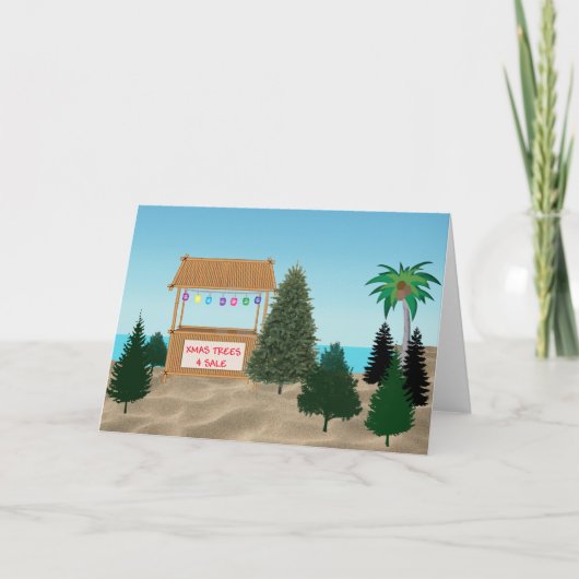 Xmas Tree Lot am Strand Feiertagskarte (Vorderseite)