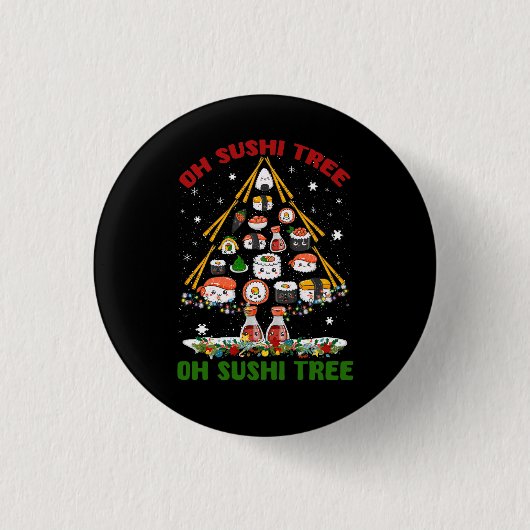 Xmas Tree Oh Sushi Weihnachtsbaum Japanisches Esse Button (Vorderseite)