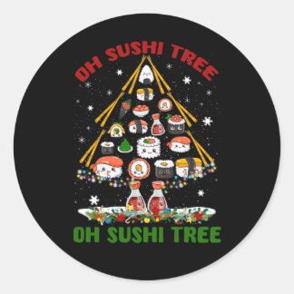 Xmas Tree Oh Sushi Weihnachtsbaum Japanisches Esse Runder Aufkleber