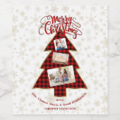 Xmas Tree Red Buffalo Gold Foto Frohe Weihnachten Weinetikett (Einzelnes Label)