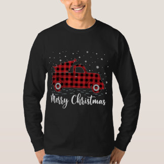 Xmas Tree Red Buffalo Kariert Red Truck Merry Chri T-Shirt