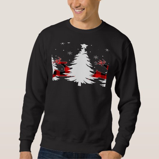 Xmas Tree Red Buffalo Plaid Reindeer Merry Christm Sweatshirt (Vorderseite)
