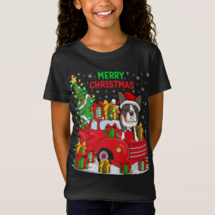 Xmas Tree Red Lighting Boston Terrier Dog Ch T-Shirt