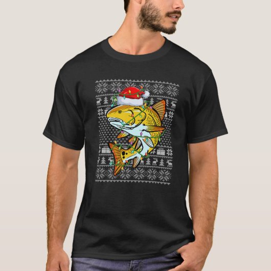 Xmas Tree Redfish Lover Weihnachtsmannmütze Ugly R T-Shirt (Vorderseite)
