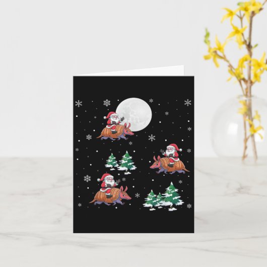 Xmas Tree Santa Riding Armadillo Karte (Gelbe Blume)