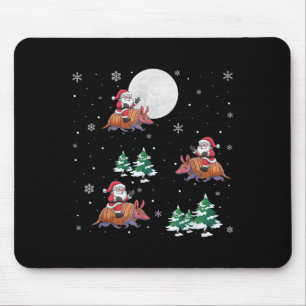 Xmas Tree Santa Riding Armadillo Mousepad
