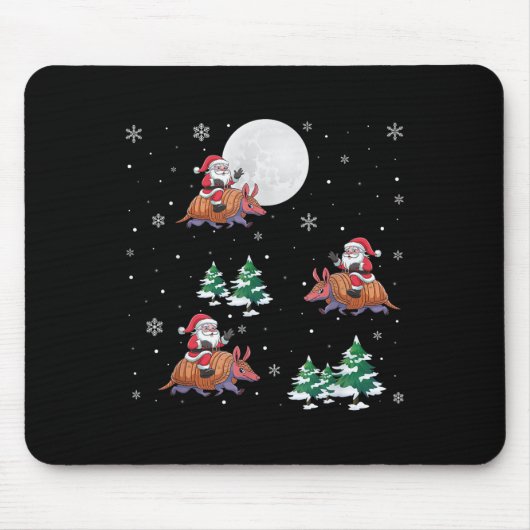 Xmas Tree Santa Riding Armadillo Mousepad (Vorne)