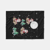 Xmas Tree Santa Riding Dormouse Funny Christmas Fleecedecke (Vorderseite (Horizontal))