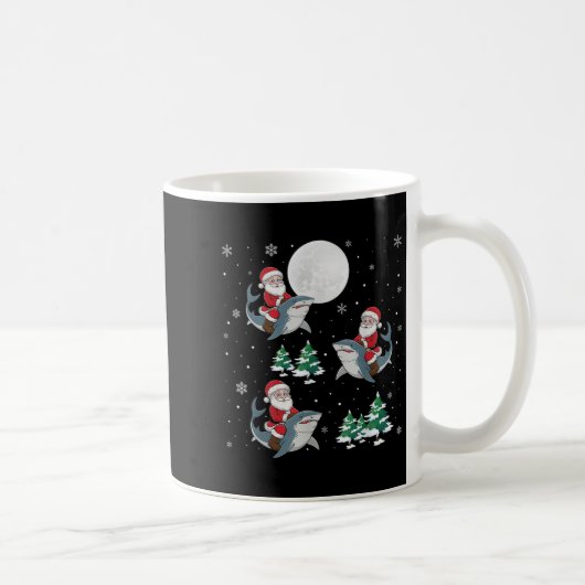 Xmas Tree Santa Riding Hammerhead Hai Funny Chri Kaffeetasse (Rechts)